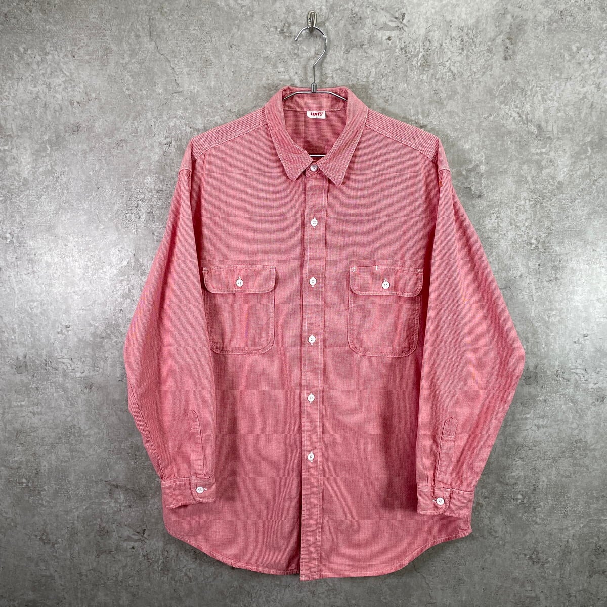 old Levi's コットンリネンジップボックスシャツ 初期 RED 名作 Levi's リーバイス 千鳥格子柄 チェック ワークシャツ メンズXL相当