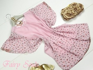 ★送料無料★11号（Ｌ）☆フリルフレンチ花柄チュニックワンピ[OPN6415]