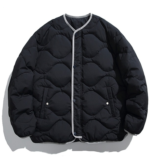Button Front Piping Padded Jacket [2287]