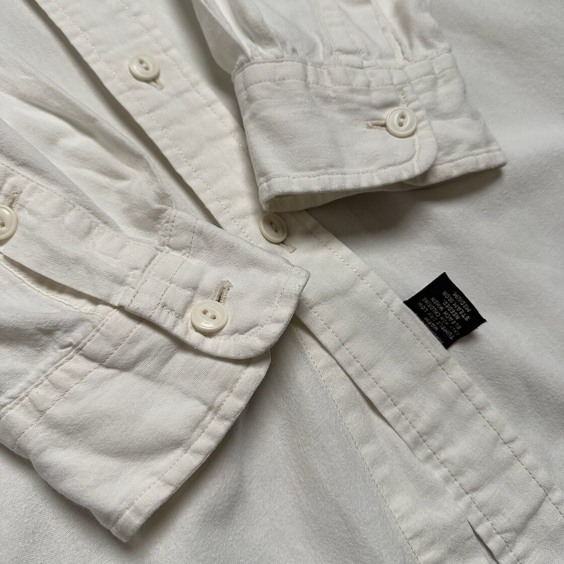 90s RRL 三つ星タグ Ralph Lauren ラルフローレン 無地 長袖シャツ 白 