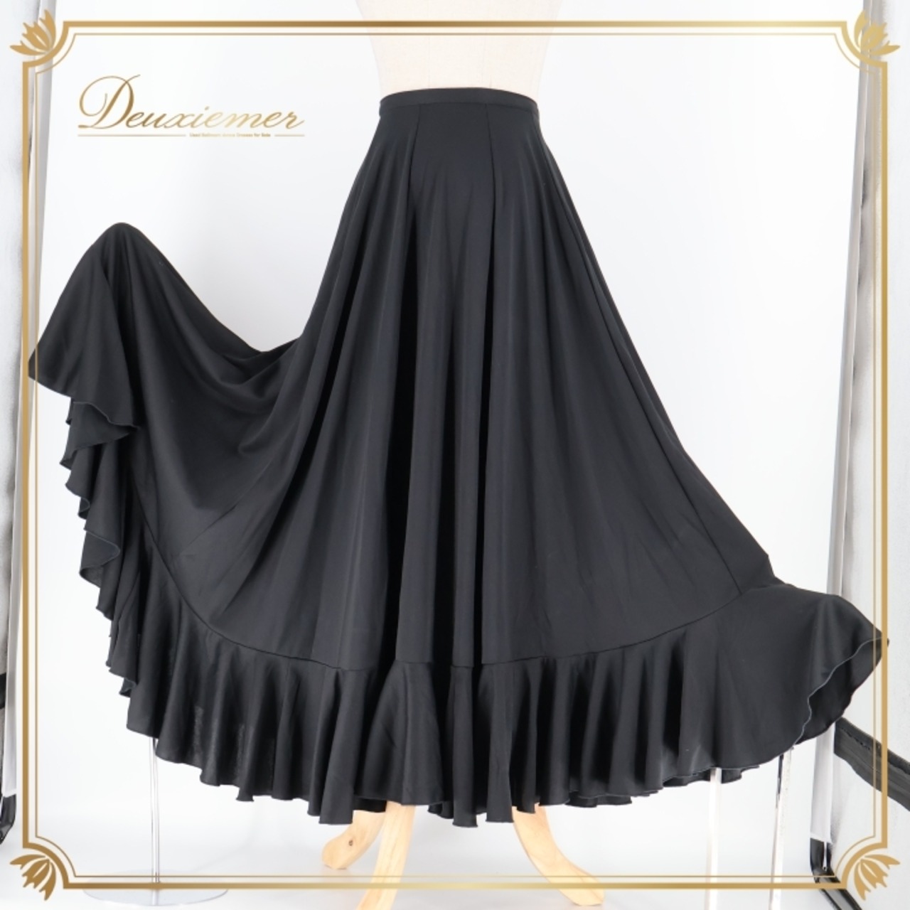 フラメンコ 衣装 ファルダ スカート スペイン製 TALLER EL CAMINO ボランテ フリル 無地 レッスン ペチコート 黒 ブラック系 軽い 重ね着 フレアスカート 薄手 ストレッチ おしゃれ ダンス 衣装 大人向け スペイン コスチューム フェスティバル 踊り