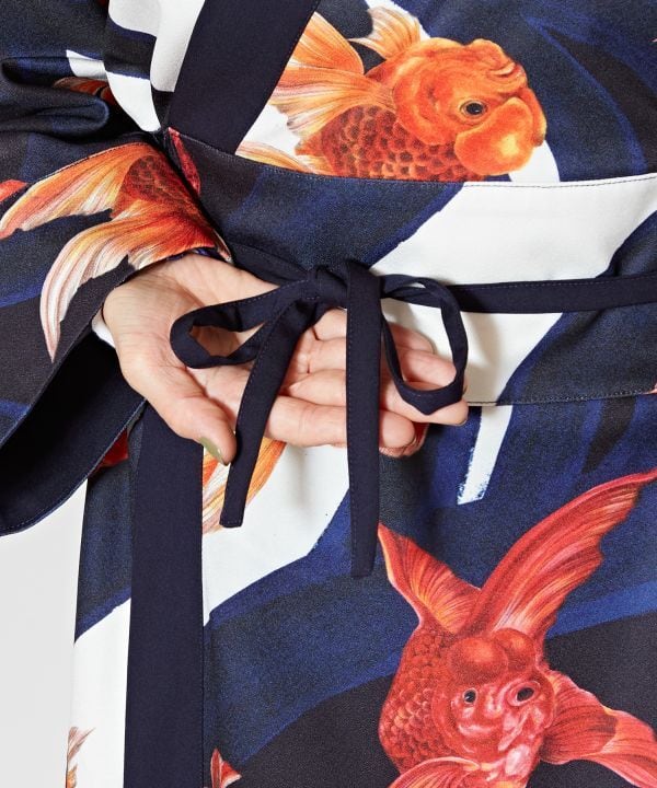 倭物やカヤ×重宗玉緒コラボ モダンキモノワンピース KINGYO | 重宗玉緒