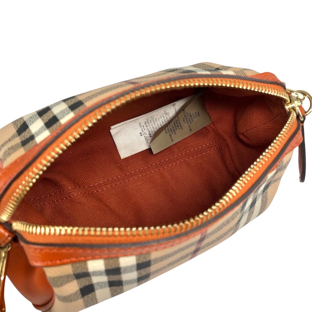 BURBERRY バーバリー ノバチェック ショルダーバッグ ベージュ×オレンジ ロゴ PVCレザー 2WAY ワンショルダー vintage ヴィンテージ オールド 2e2732