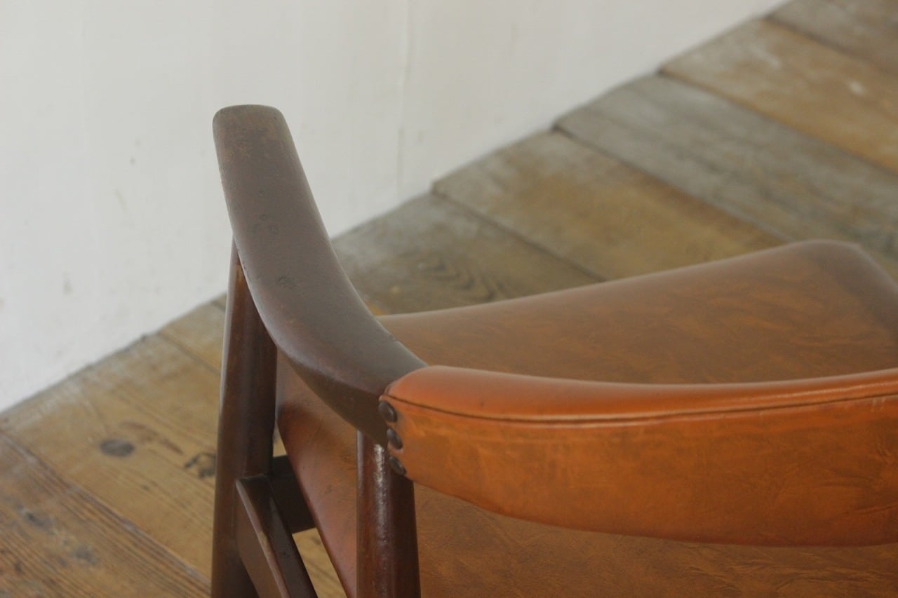 辻木工 TSUJI ダイニング アームチェア ビーチ材 合皮 茶