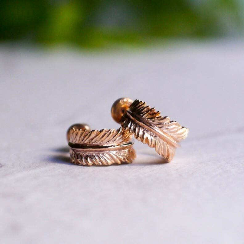 フェザーピアス Silver925 Pink Gold Plating | Ai Kaminaga｜Coastal