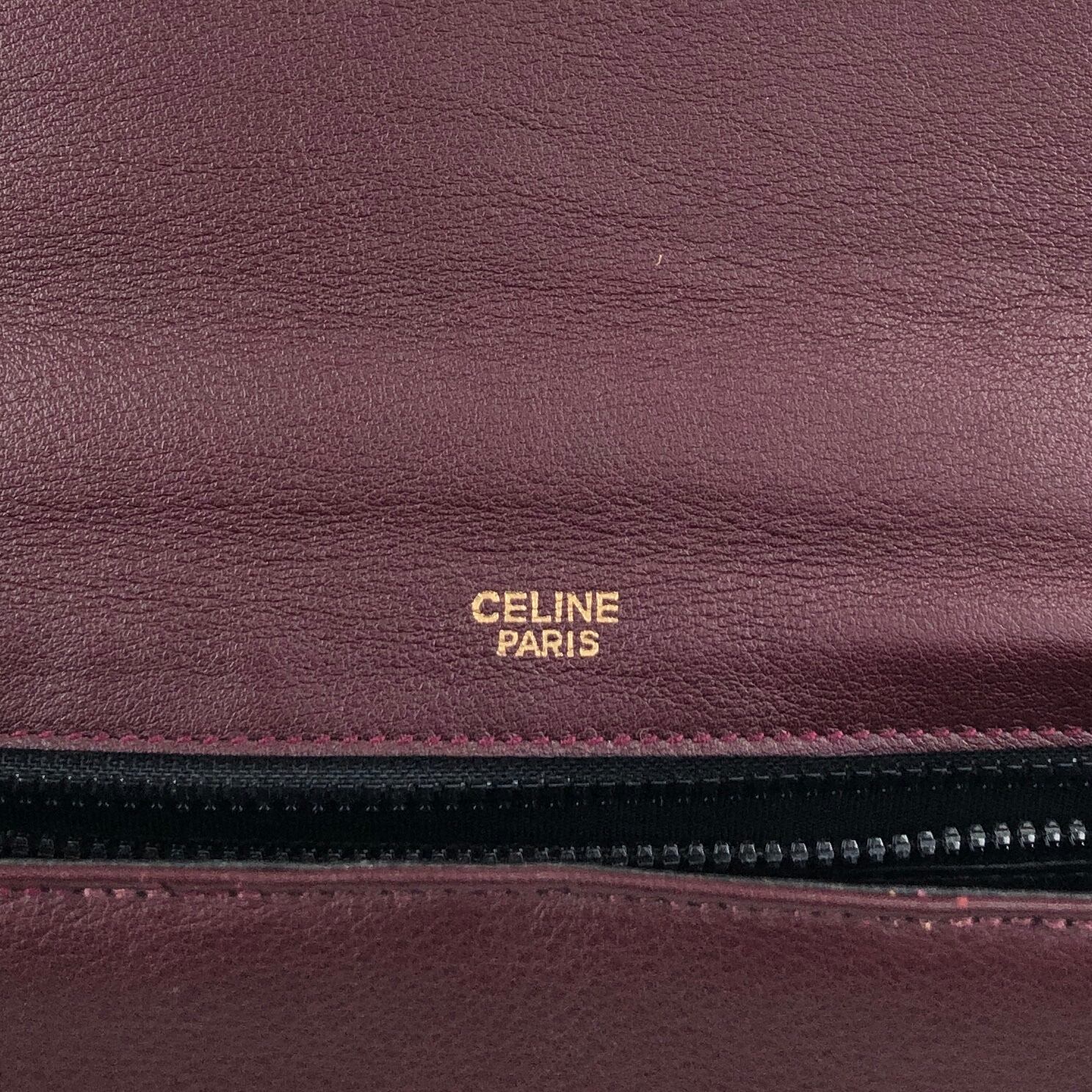 CELINE セリーヌ ショルダーバッグ ボルドー エンブレム レザー