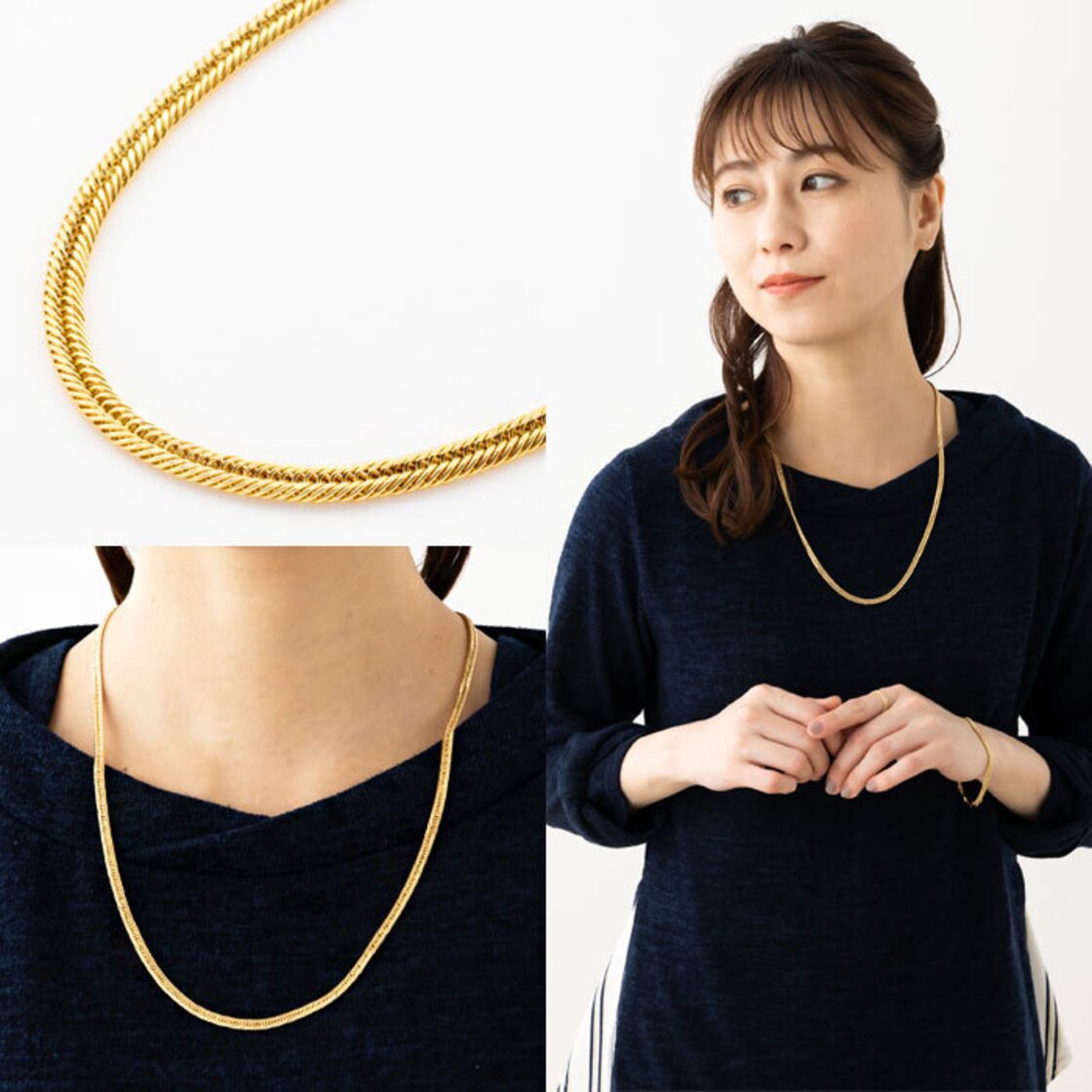 K18 男女兼用 中空 スクリューネックレス つかえる 5.21g 43㎝ G604 