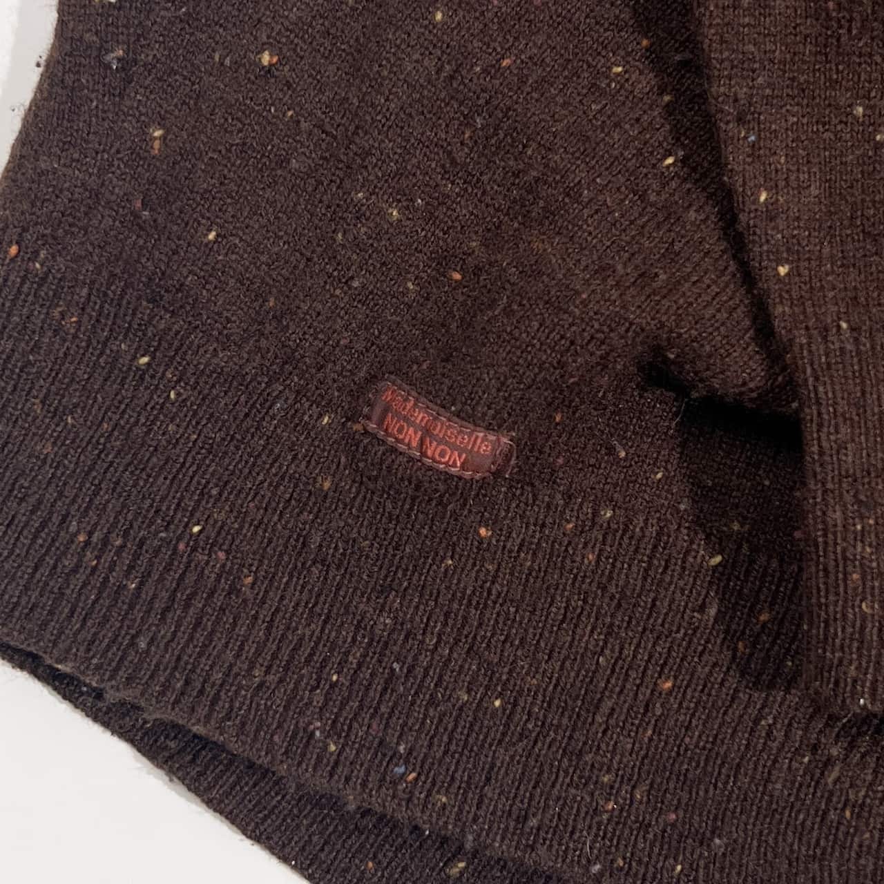 アンゴラ混 Mademoiselle NON NON マドモアゼルノンノン タートルネック ネップ ニット セーター L/ブラウン系 レディース