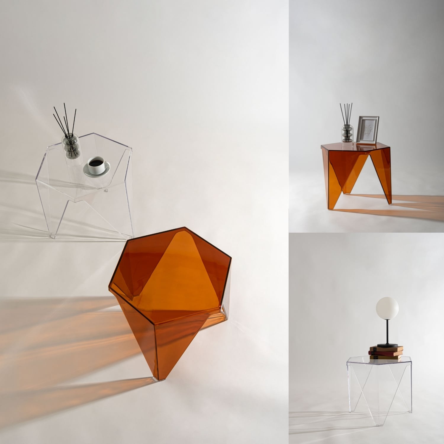 サイドテーブル ナイトテーブル 透明感と光沢が美しい