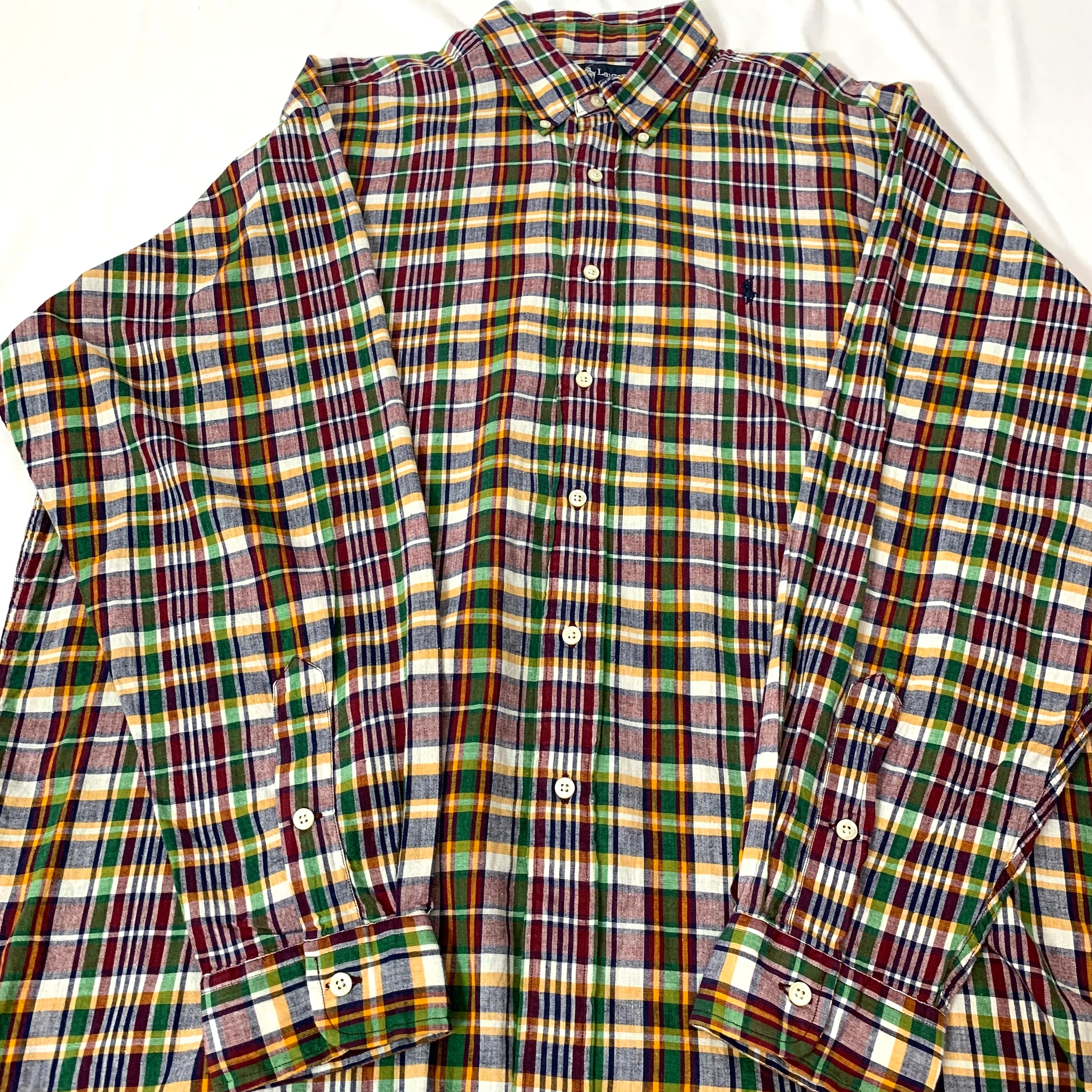 vintage old 90s 00s Ralph Lauren Check B.D Shirt BLAIRE ラルフローレン  チェックボタンダウンシャツ メンズ レディース SIZE XL ビンテージ ヴィンテージ