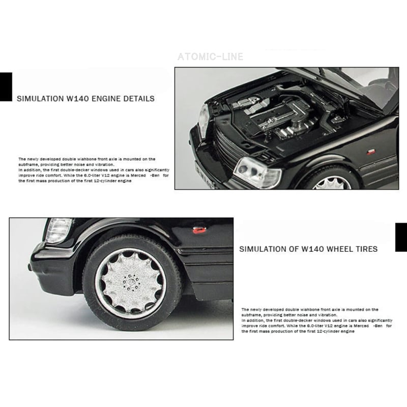 ベンツ Sクラス W140 1/32 ミニカー 全3色 ライト点灯 エンジン