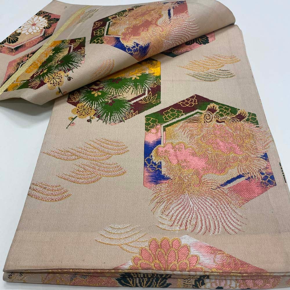 丸帯 アンティーク ヴィンテージ 全通 金帯 374cm 花嫁衣装 貸衣装