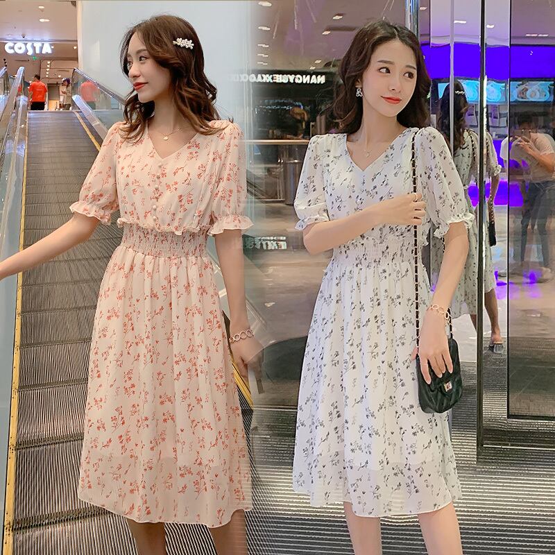 【新作】【送料無料】 2019夏の妊娠中の女性夏のシフォン母乳育児ドレス産後の女性授乳帝国看護花柄ドレス サマー 夏物 AL expec33614648024