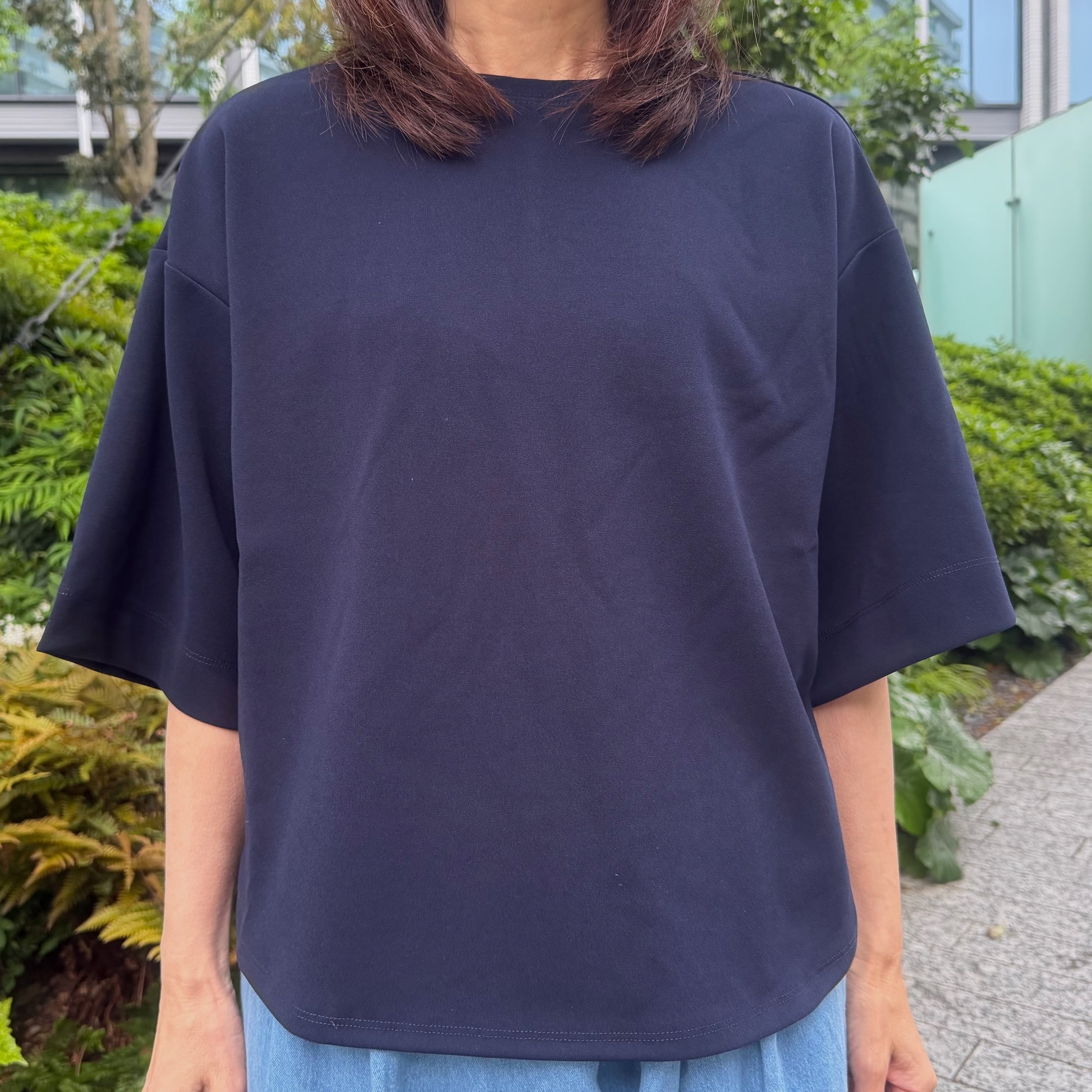 カットジョーゼット 5分袖トップス | precious for us