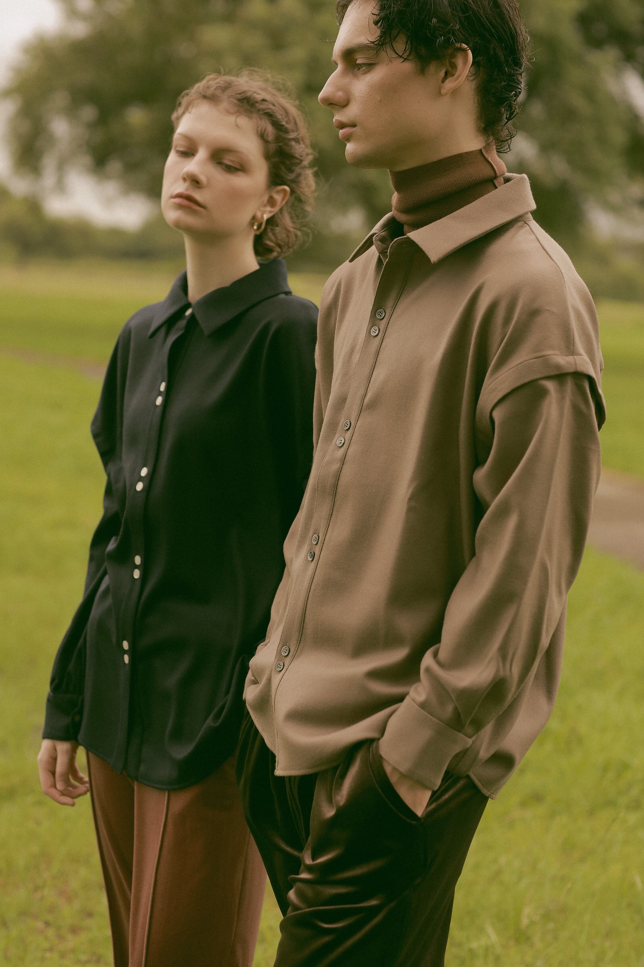 オープンショルダーウールシャツ（レディース） | ALIN