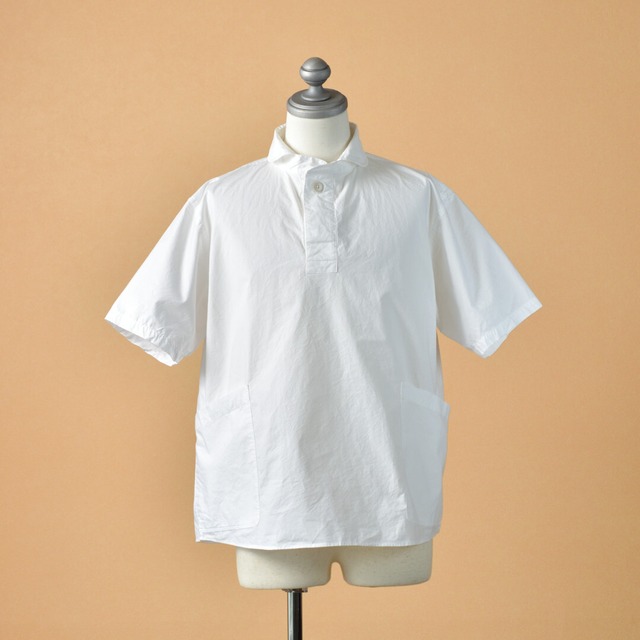 LOLO ロロ　定番プルオーバー型半袖シャツ・ホワイト【ユニセックス】ロングセーラーの定番プルオーバーシャツのオーバーサイズです