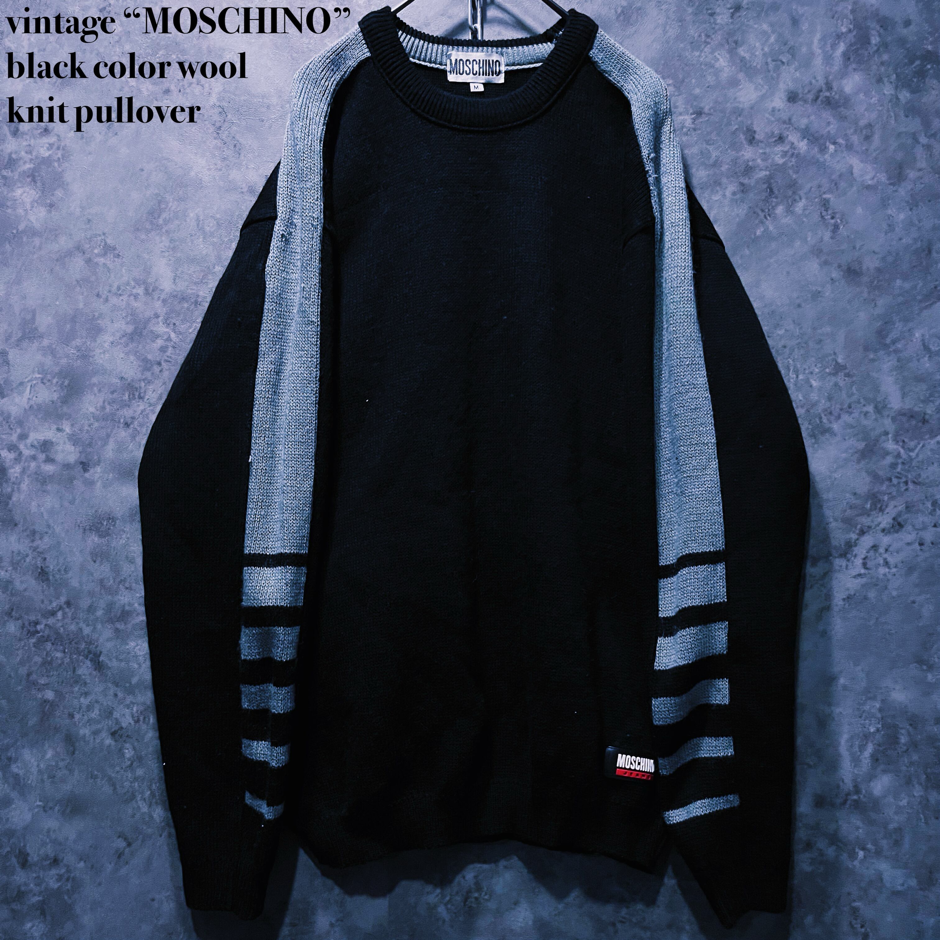 【doppio】vintage “MOSCHINO” black color wool knit pullover
