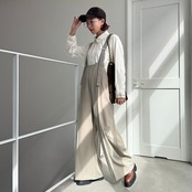 バックデザインタックサロペットPT/グレージュ