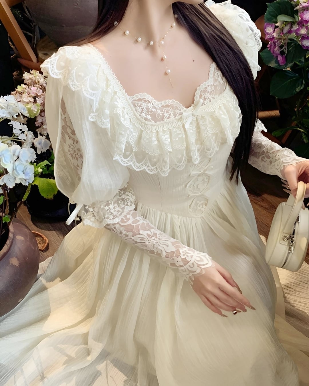 パフスリーブレースノビリティワンピース(ロング) 2502093