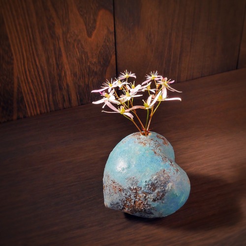 ハートの花入れ mixed blue no.1