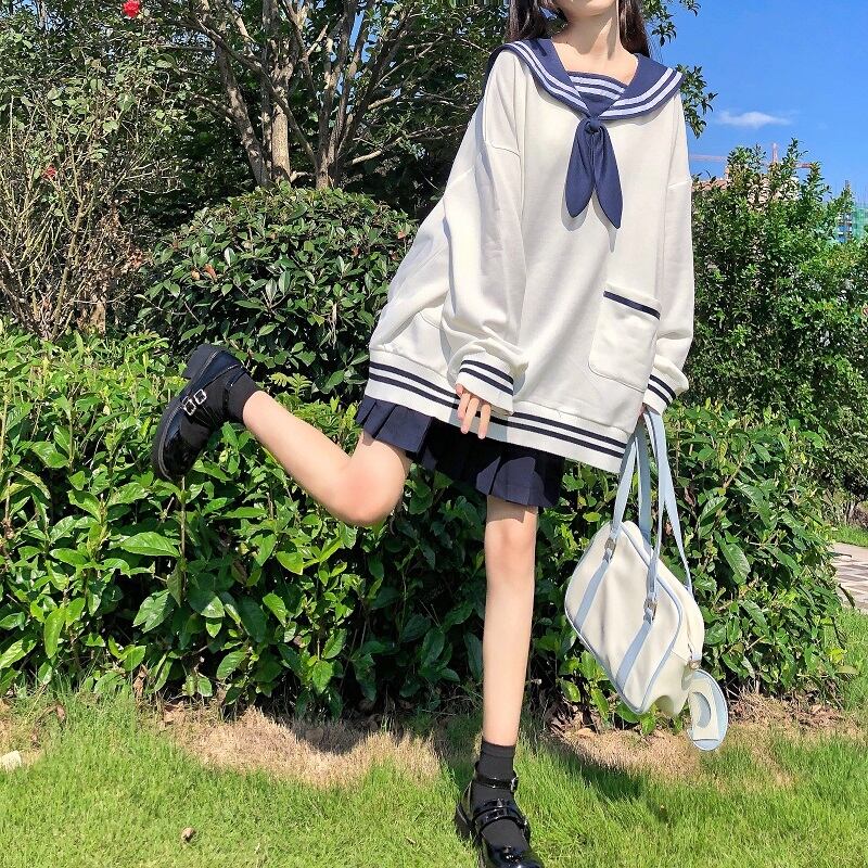 オータムウィンターネイビーカラールーズセーター スプリングジャケット ロング 大人ガーリー スウィート キュート カジュアル 春物 秋物 冬物 萌量不足36015604731