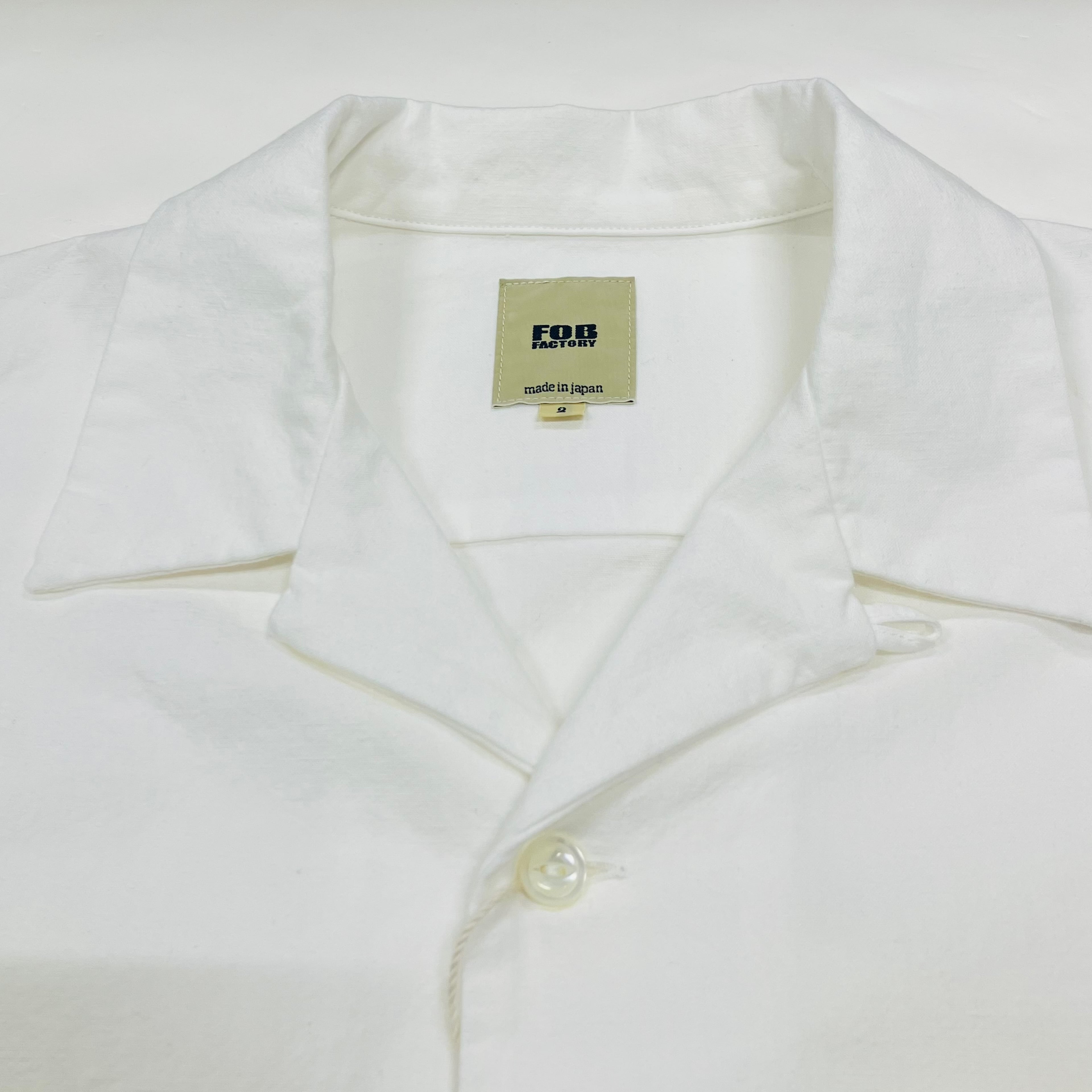 FOB FACTORY F3514 OPEN COLLAR SHIRT Col:WHITE | TRAVELLER`S BASE