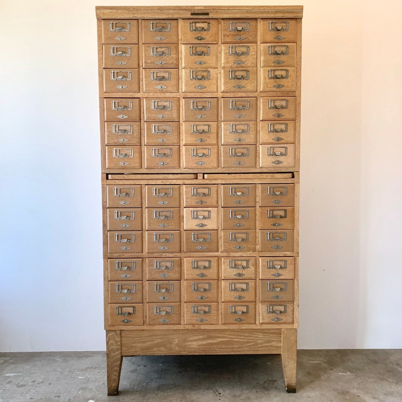 1960's　マルゼン　オーク　無垢材　真鍮　金具　カード　ケース　小引き出し カードケース 引き出し60杯 古家具 | ju-gu