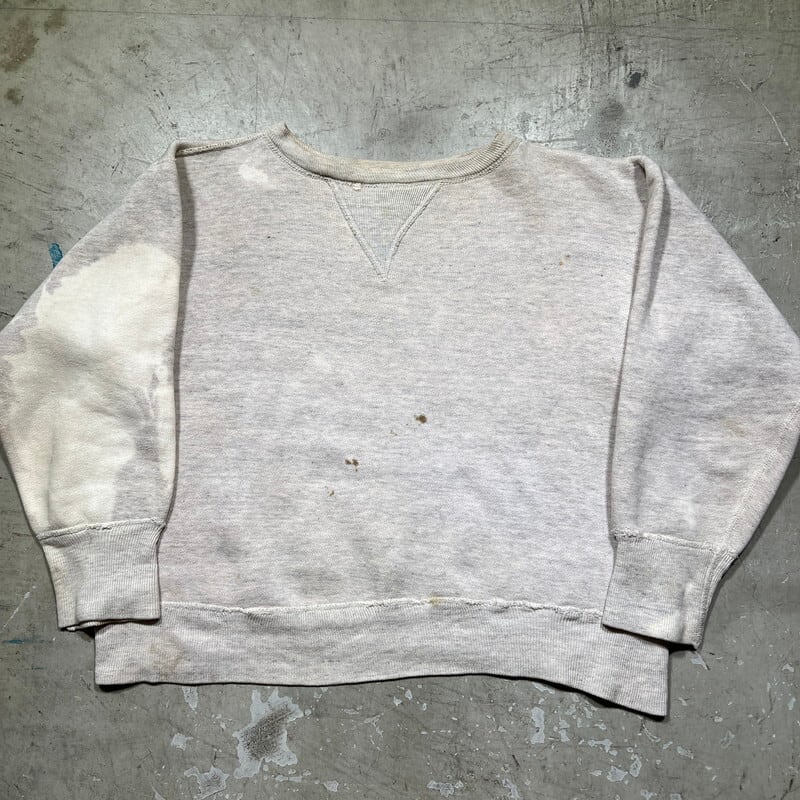 50s〜60sUnknown Sweat 前Vスウェット4本針　貼り付けガゼット