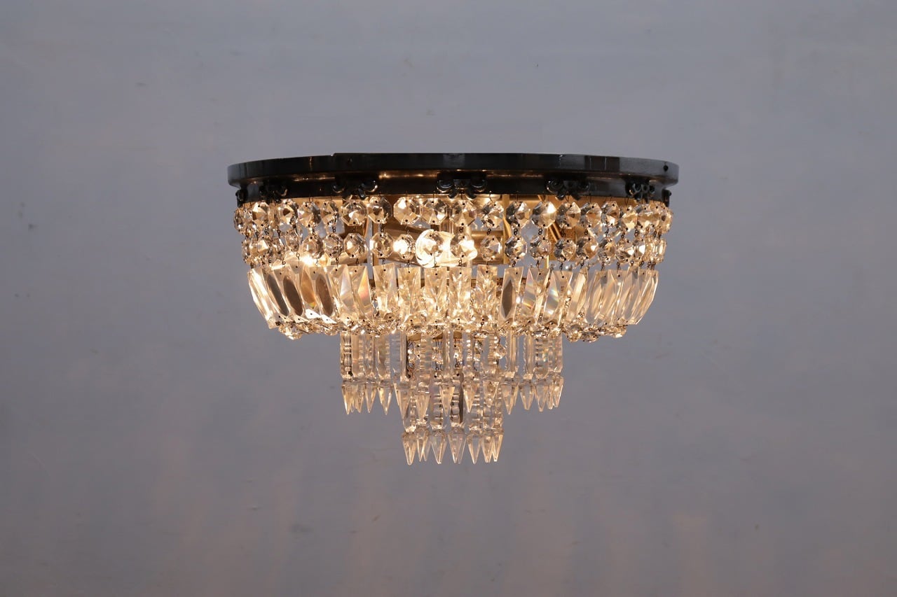 ヴィンテージ クリスタルガラス 5灯 シーリング シャンデリア ライト