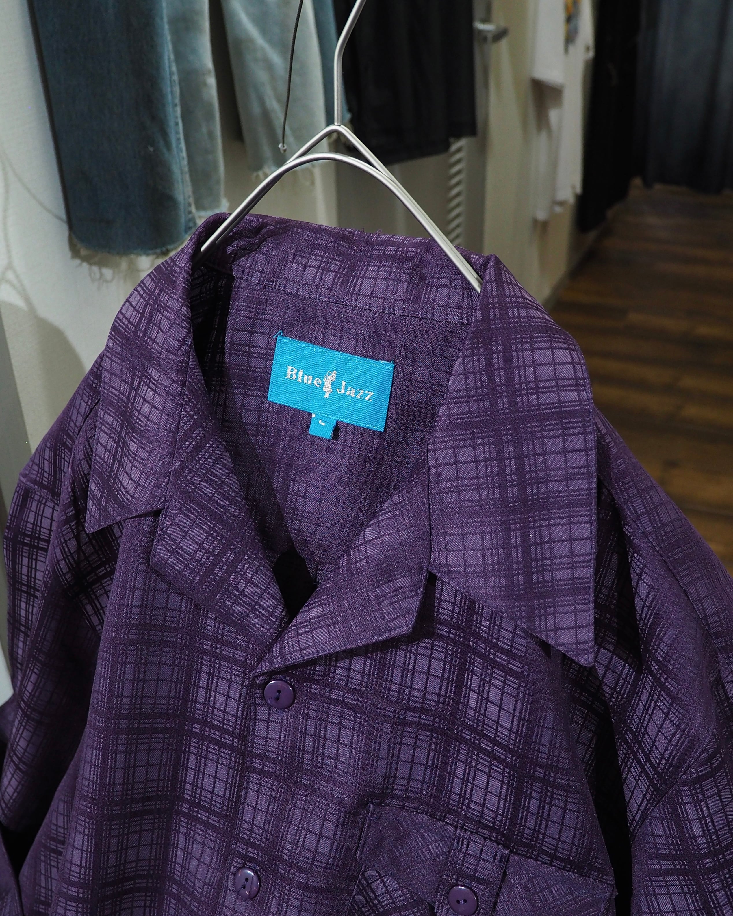 1990s " 妖艶甘美 " Bewitching Purple Color Vintage Loose Open Collar Shirt