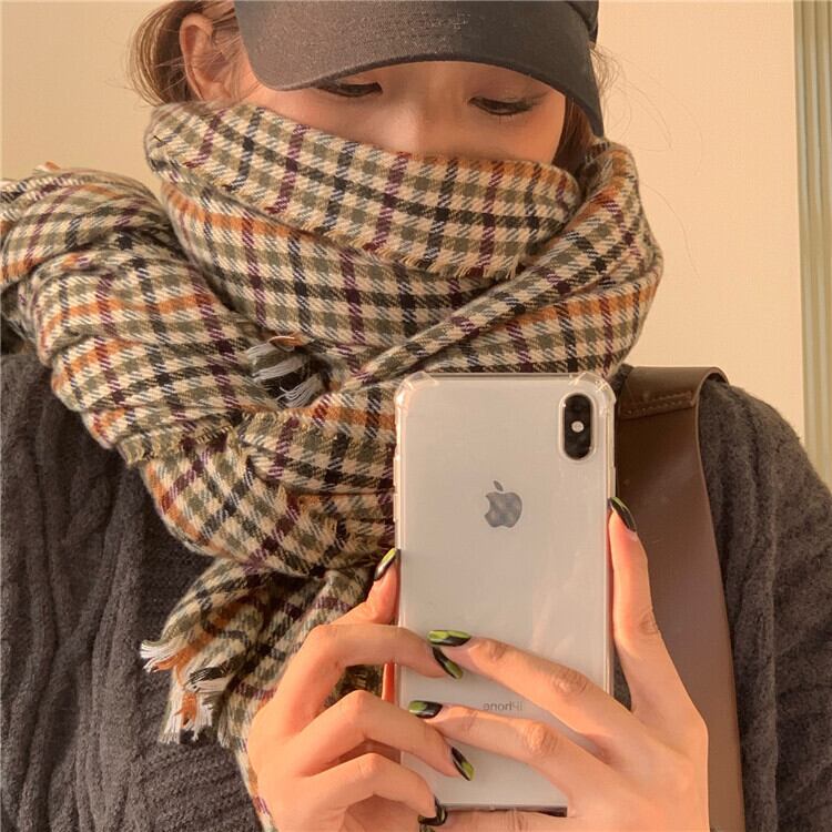 格子柄スカーフ オータムウィンタースタイル 秋物 冬物 YY-ファッション86892421614