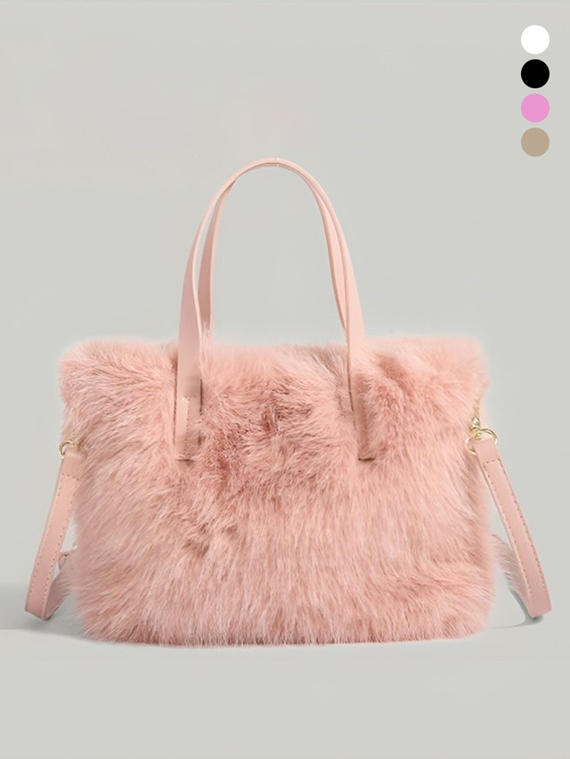 レザーハンドルファーデザイン2wayバッグ