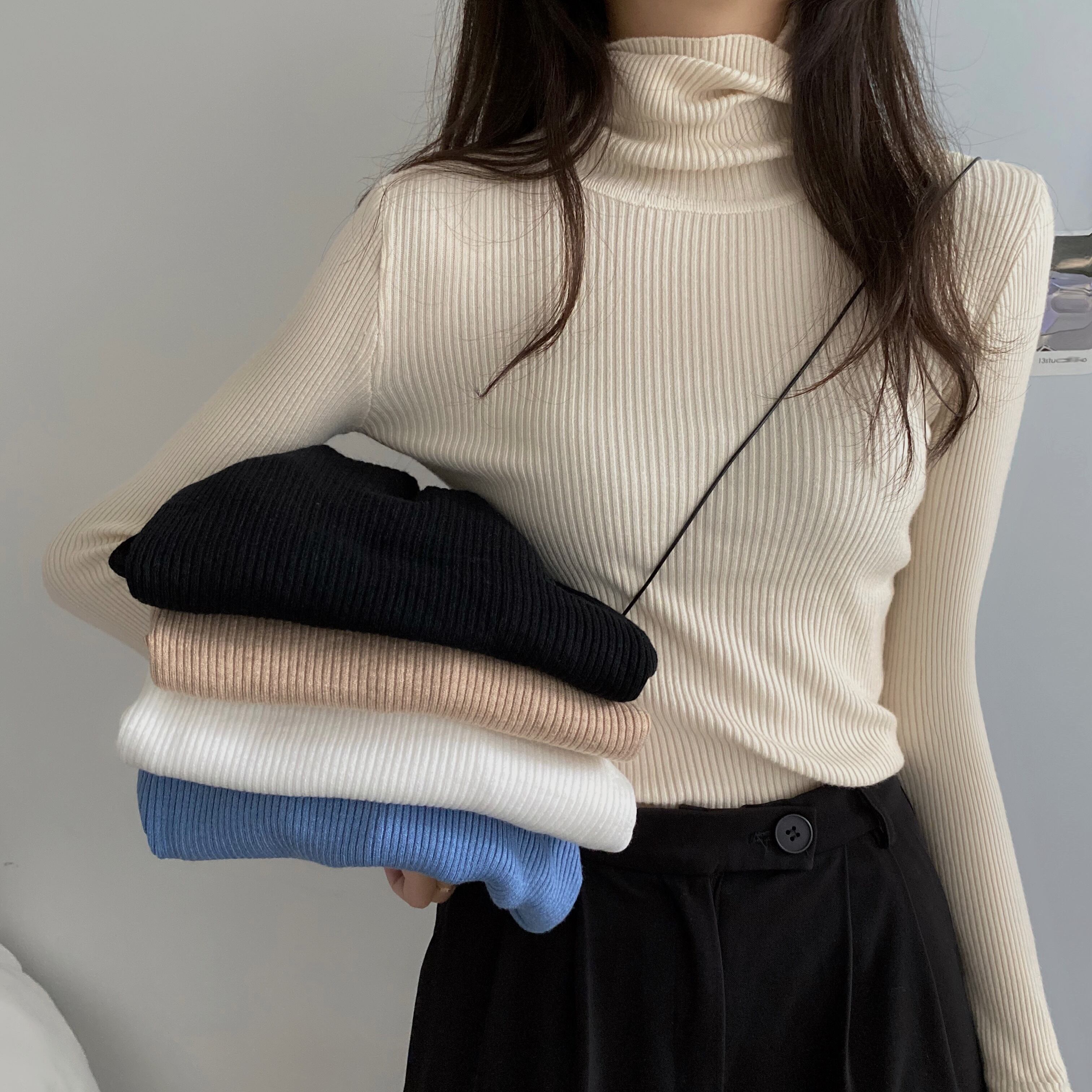 タートルネックボトムスシャツレディース秋と冬の摩耗トップス学生2020新しいバージョンは薄く、多目的な長袖セーター クレセントシティ71038173222