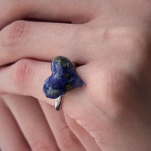 Flower Heart -BLUE- pinky ring