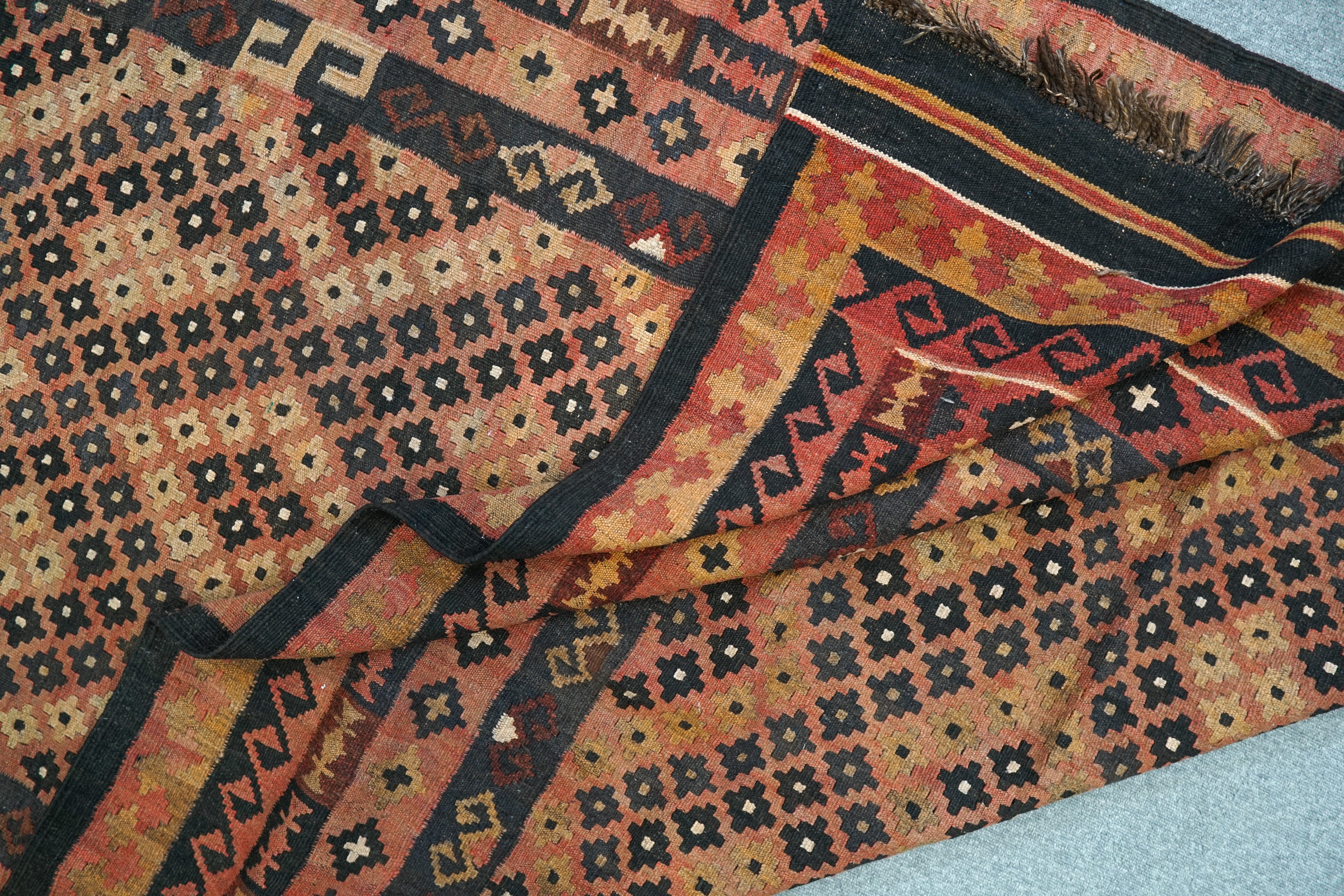 260×148cm【アフガンオールド手織りキリム】手織り絨毯