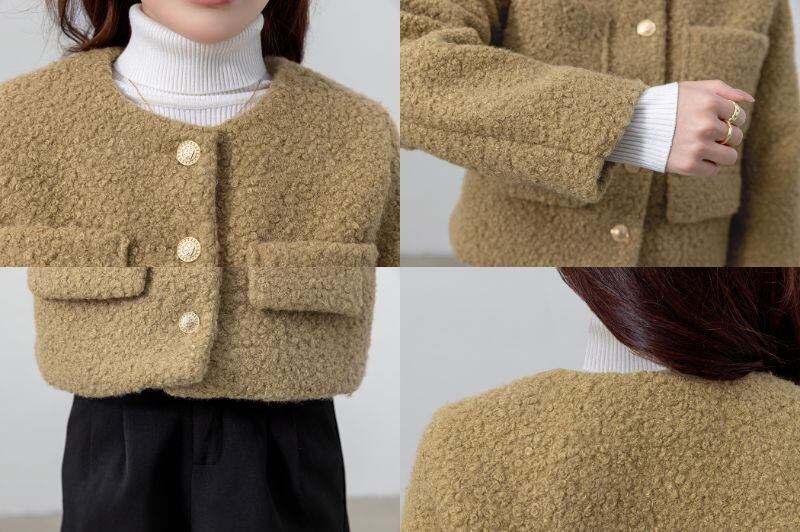 pamie ボアジャケット CAMBIO(カンビオ)】Camouflage Sheep Like Boa Jacket ボアジャケット