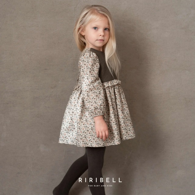 【Popelin】Mod.46.3 Floral print dress with knitted yoke