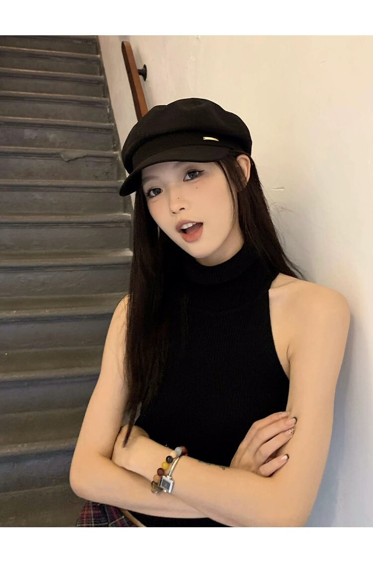 黒ベレー帽女性の 2023 秋冬新しい多用途キャスケット帽子大きな頭囲顔
