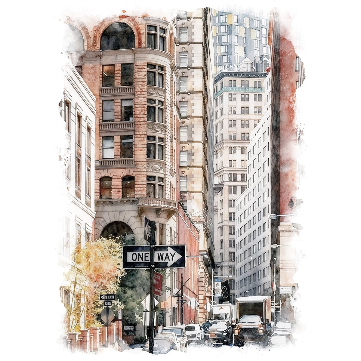 絵画 アメリカ 風景画(街並み) ニューヨークの風景 インテリアアート額