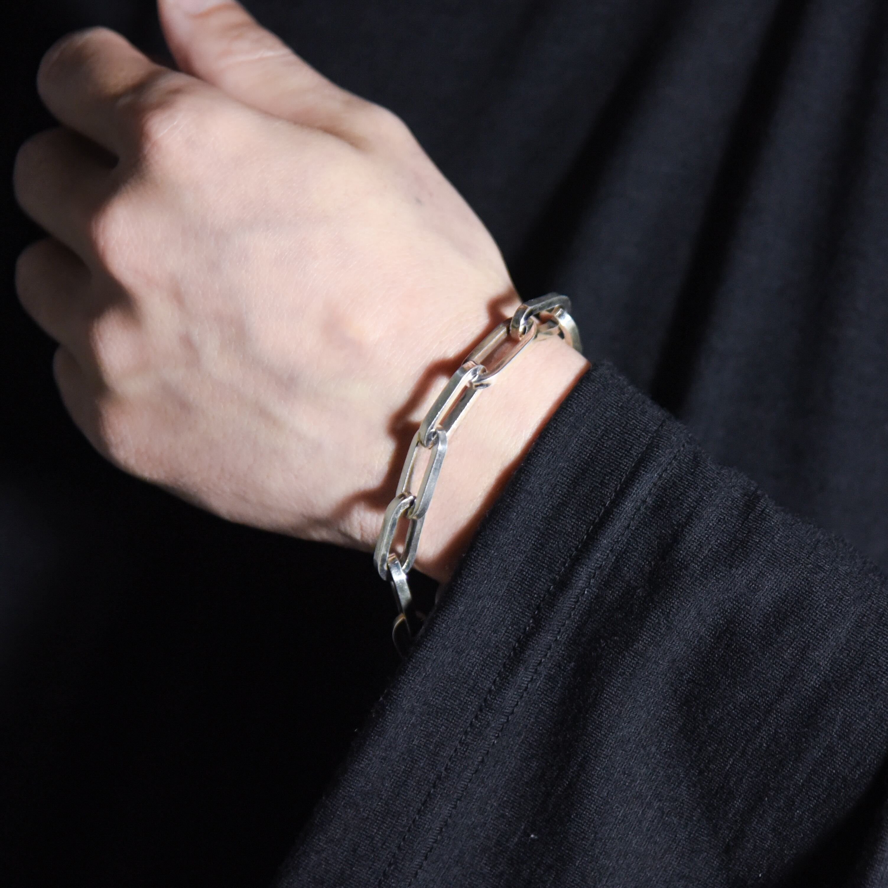 Mexican Jewelry Vintage Silver Oval Chain Bracelet メキシカン