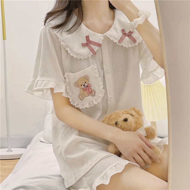 【韓国通販 dgo】short sleeve bear room wear two-piece （B0962）