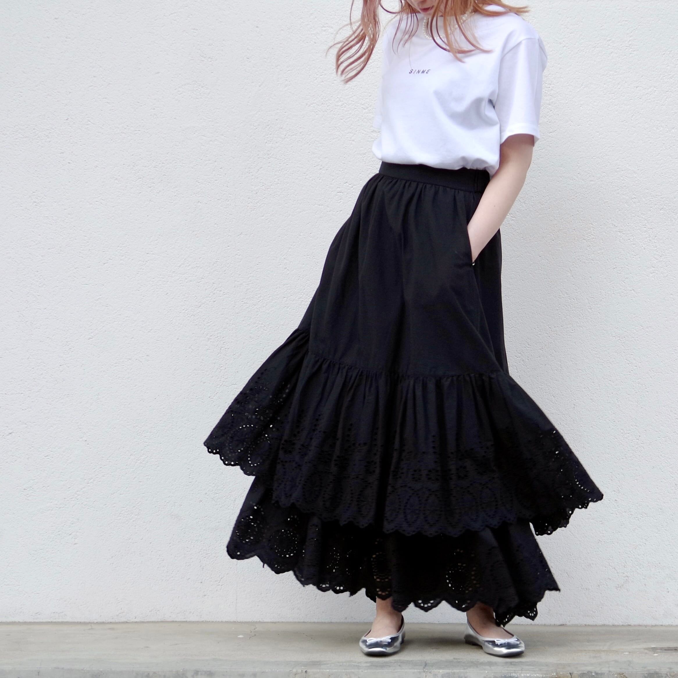 SINME コットンレーススカート ブラック | 1F Store 