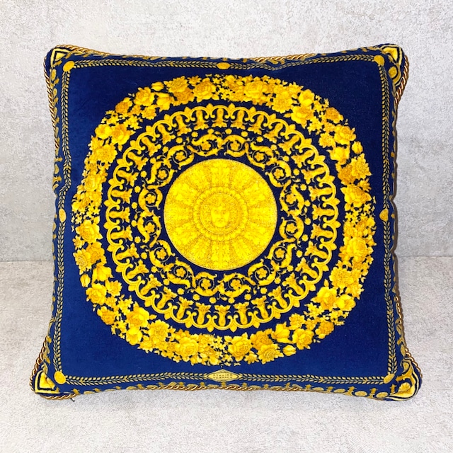 VERSACE reversible color baroque pattern velour cushion