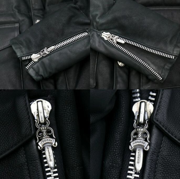 CHROME HEARTS クロムハーツ ラビットファー レザー ダウンジャケット