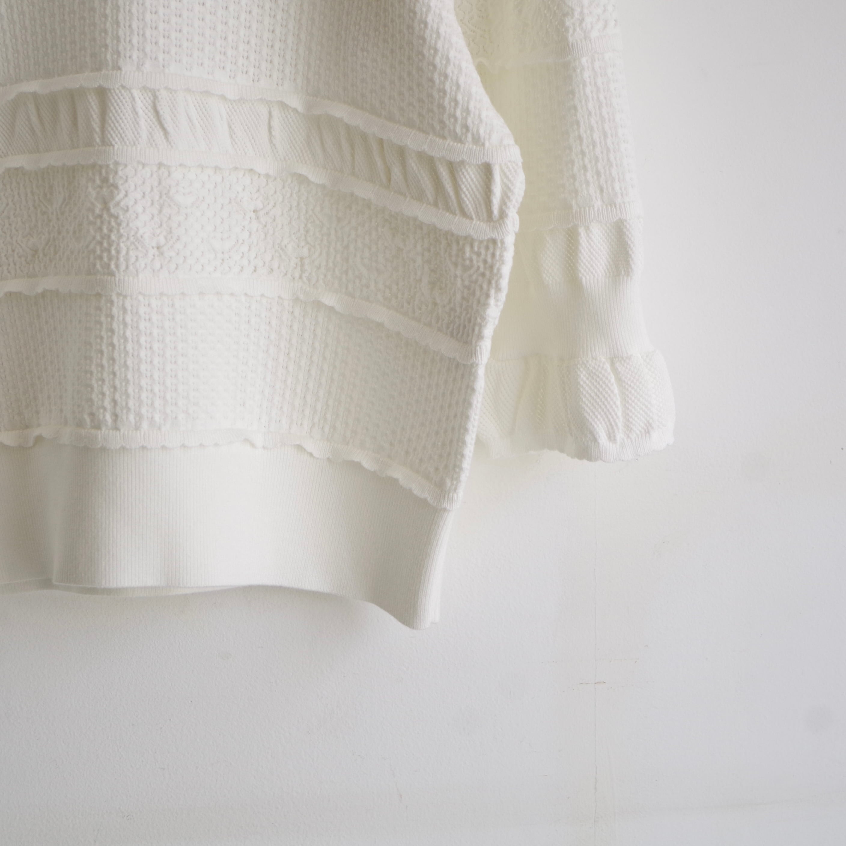 Pale Jute Lace Border Knit White | 1F Store