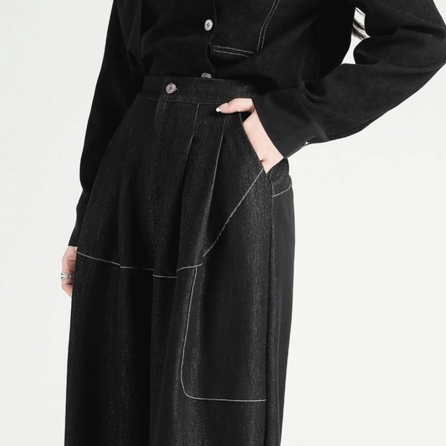 Uncle straight wide leg pants C0777