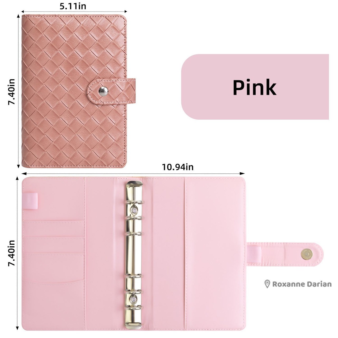 A6ゴム留め手帳バインダー 貯金 saving 家計管理【ブラック】 （レジン  