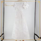 フラダンス 衣装 ワンピース ドレス マーメイドライン エムエムジェイ ホワイト系 MermaidLine MMJ ワンカラー 花柄 フリル ノースリーブ 2WAY 高級感 上品 華やか 綺麗 ハワイアン アロハ ハワイアンプリント フラ ダンス レッスン