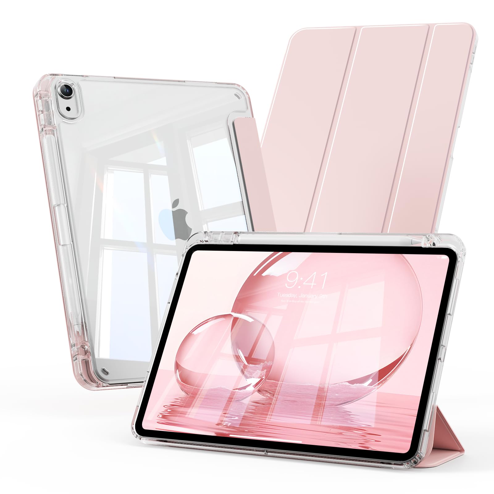 GKABXY 対応iPad a16 ケース iPad 第11/10世代 ケース 11/10.9インチ 2025/2022 透明な背面カバー ピンク