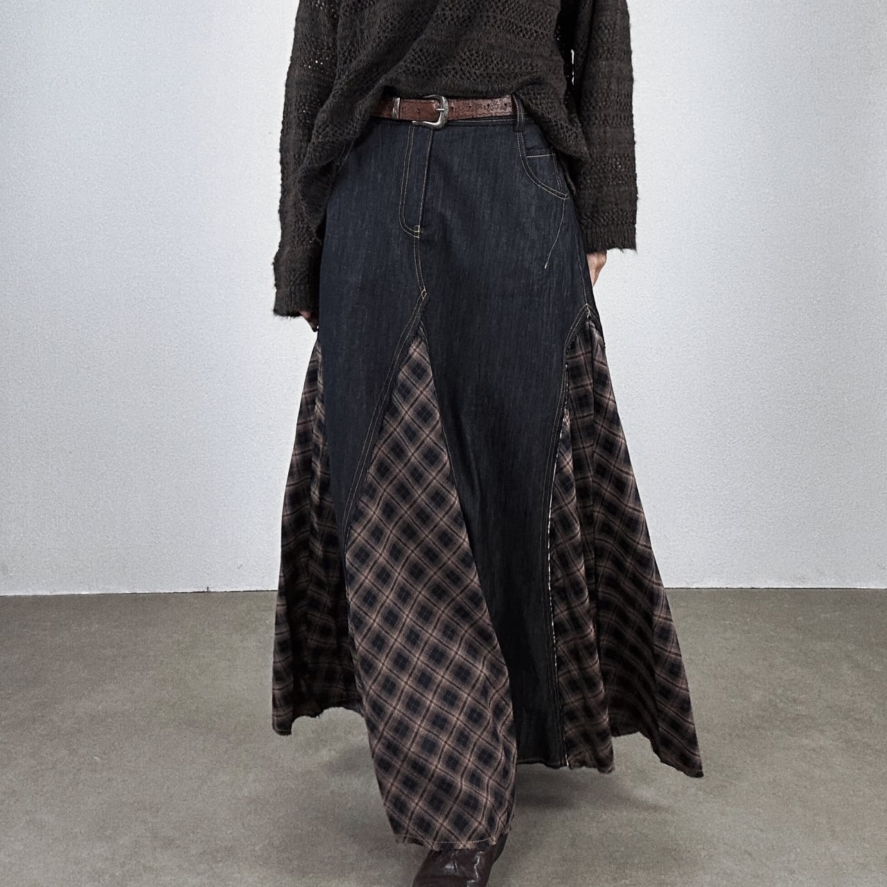 Switching Design Denim Skirt 00939